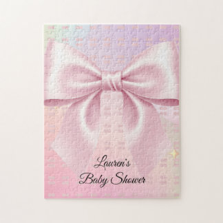 Minimalistische Baby-Party mit rosa Schleife Puzzle