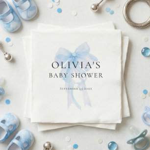 Minimalistische Baby-Party mit sanftem blauen Boge Serviette