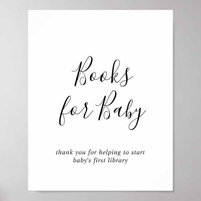 Minimalistische Babyduschbücher für Babysignatur Poster (Vorne)