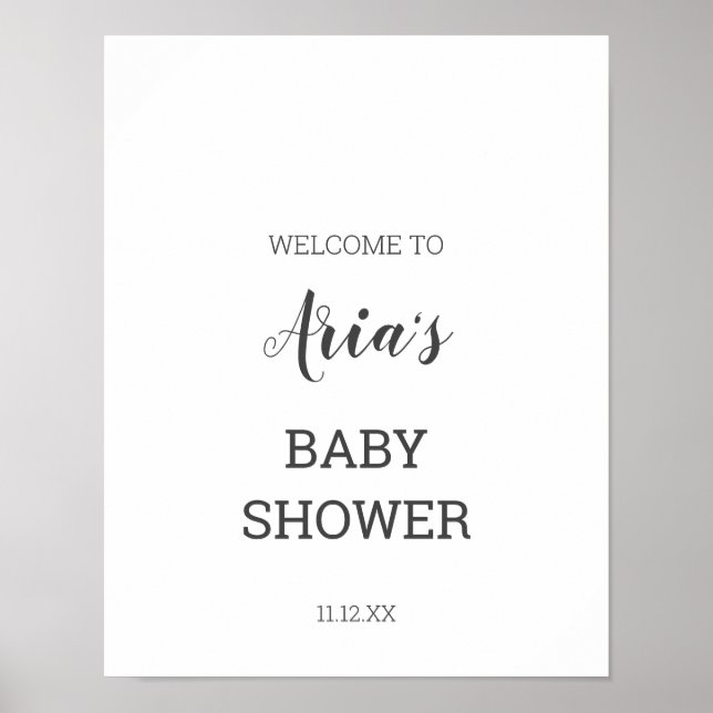 Minimalistische Babydusche Begrüßungszeichen Poster (Vorne)