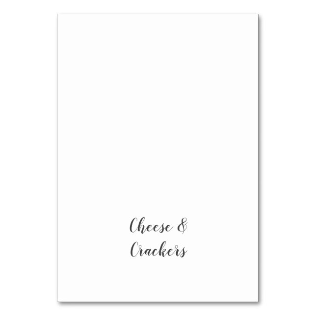 Minimalistische Babydusche Buffet-Lebensmittelkenn Tischnummer (Vorderseite)