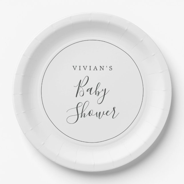 Minimalistische Babydusche Pappteller (Vorderseite)