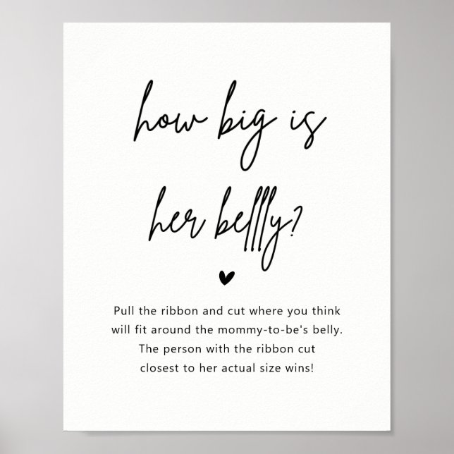 Minimalistische Babydusche wie groß ist ihr Bauchz Poster (Vorne)