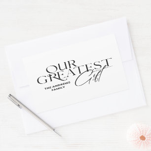 Minimalistische Babynamensankündigung Weihnachten Rechteckiger Aufkleber