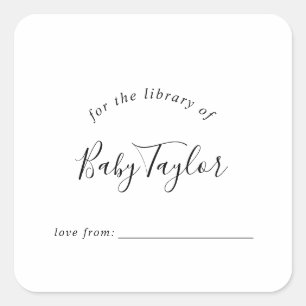 Minimalistische Babyparty-Bookplate Quadratischer Aufkleber