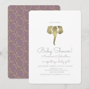 Minimalistische Babyparty-Folie Boho-Elefant Einladung
