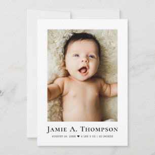 Minimalistische Babyparty Neugeborenen-Foto Geburt Dankeskarte