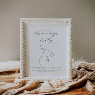 Minimalistische Babyparty Wie groß ist Mamas Bauch Poster