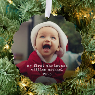 Minimalistische Babys Erstes Weihnachtsfest Foto Ornament Karte