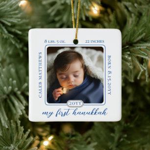 Minimalistische Babys First Hanukkah Birth Stats F Keramikornament