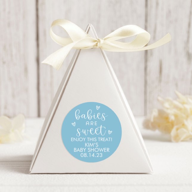 Minimalistische Babys sind süße Babydusche blau Runder Aufkleber (Von Creator hochgeladen)