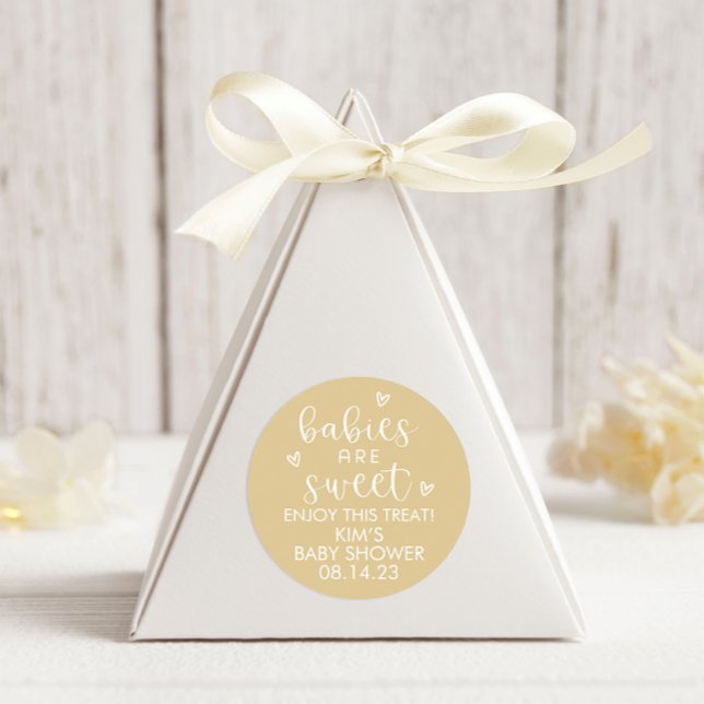 Minimalistische Babys sind süße Babydusche gelb Runder Aufkleber (Von Creator hochgeladen)