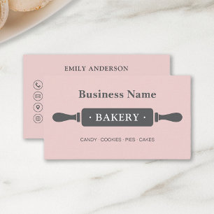 Minimalistische Bäckerei Pink Visitenkarte