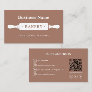 Minimalistische Bäckerei QR Social Media Visitenkarte