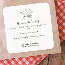 Minimalistische Backofen-Bäckerei-Zutat Produkt Quadratischer Aufkleber