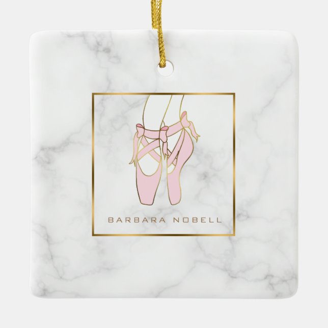 Minimalistische Ballerina-Marmor-Ballett-Pantoffel Keramikornament (Vorderseite)