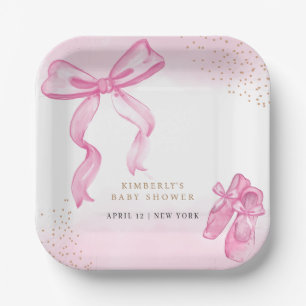 Minimalistische Ballerina Shoes Bow Baby Dusche Pappteller