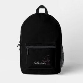 Minimalistische Ballerina und rosa Butterfly Black Bedruckter Rucksack