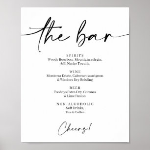 Minimalistische Bar Alcohol Sign Poster Hochzeit