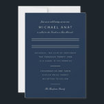 Minimalistische Bar Mitzvah Navy Blue Silver Einladung<br><div class="desc">Minimalistisches Layout. Ändern Sie die Farbe und die Schriftart sogar die Zeilen und den benutzerdefinierten Farbhintergrund,  um zu Ihrem Ereignis.</div>