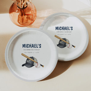 Minimalistische Baseball-Geburtstagspapier-Teller Pappteller