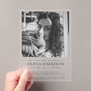 Minimalistische Beerdigung   Moderne Feier des Leb Acryleinladungen