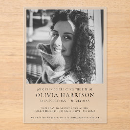 Minimalistische Beerdigung | Moderne Feier des Leb Acryleinladungen