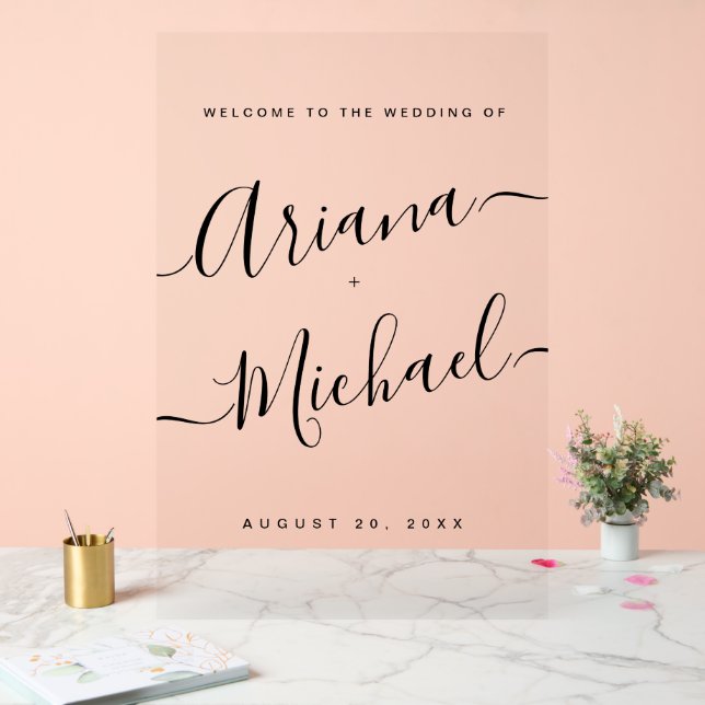 Minimalistische Begrüßung moderner Schriften Acrylschild (Hochzeit)