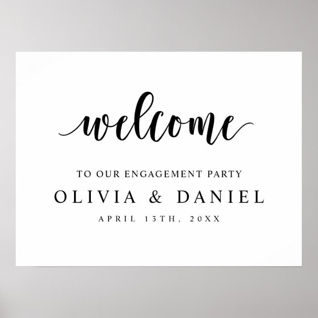 Minimalistische Begrüßung unserer Engagement-Party Poster (Vorne)