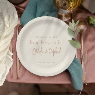 Minimalistische Begrüßungsschreiben-Hochzeit Pappteller