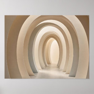 Minimalistische beige Bögen Geometrische Architekt Poster