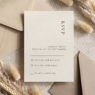 Minimalistische Beige Bohemian Hochzeit RSVP-Karte Einladung