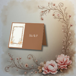 Minimalistische Beige Botanische Rahmen Hochzeitst Dankeskarte