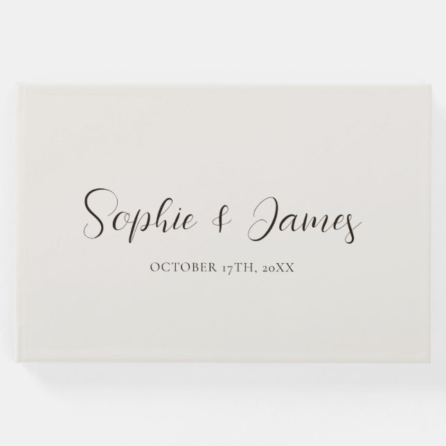 Minimalistische Beige Hochzeit Gästebuch (Vorderseite)