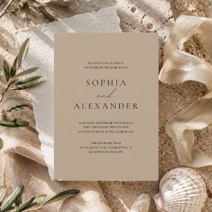 Minimalistische beige Hochzeit Moderne Eleganz Einladung