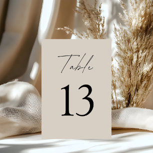 Minimalistische Beige Hochzeit Tischnummer