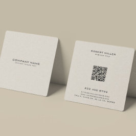 Minimalistische Beige Leinenstruktur Quadratische Visitenkarte