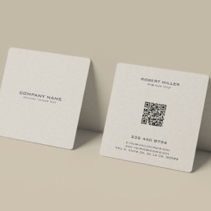 Minimalistische Beige Leinenstruktur Quadratische Visitenkarte