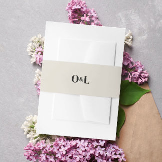 Minimalistische beige Monogramm-Hochzeit Einladungsbanderole