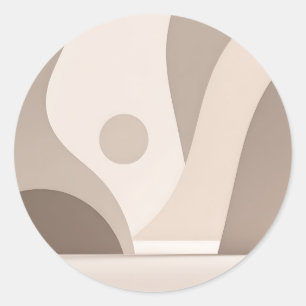 Minimalistische beige organische abstrakte Formen Runder Aufkleber