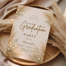 Minimalistische Beige-Pampas-Abschlussfeier