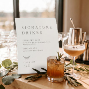 Minimalistische beige Signature-Drinks-Hochzeitssc Sockelschild