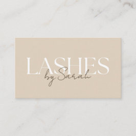 Minimalistische Beige- und Braune-Wimpernstylistin Visitenkarte