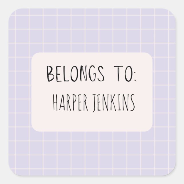 Minimalistische "Belongs to"-Namen für Aufkleber (Vorderseite)