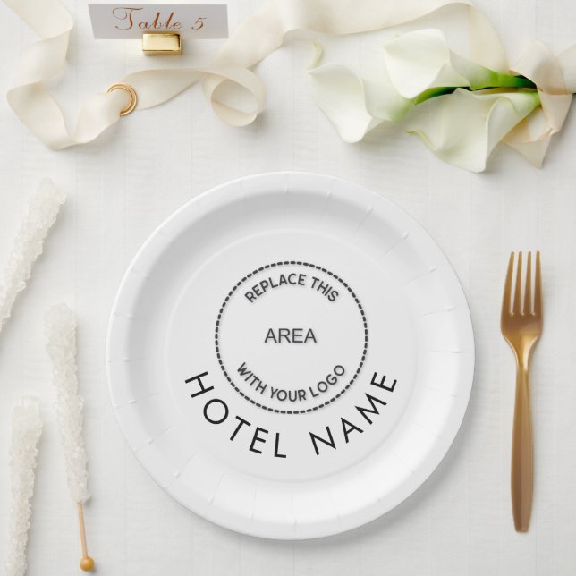 Minimalistische, benutzerdefinierte Logo-Hotel-Nam Pappteller (Hochzeit)