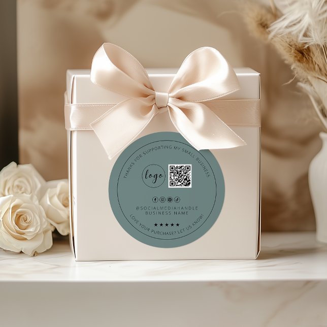 Minimalistische benutzerdefinierte Seite Grün Dank Runder Aufkleber (Minimalist Custom Sage Green Thank You Sticker)