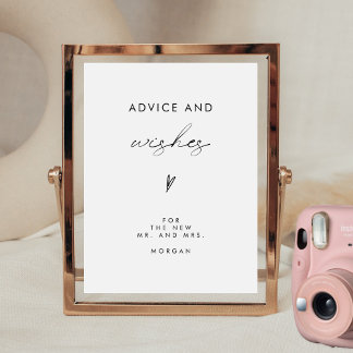 Minimalistische Beratung und Wünsche Hochzeitsschr Poster