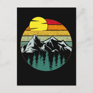 Minimalistische Berge Natur Camping Wandern Postkarte