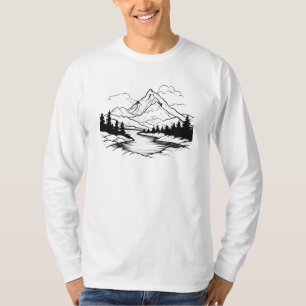 Minimalistische Berge und Flüsse T-Shirt