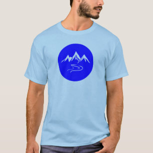 Minimalistische Bergkette und gewundener Fluss T-Shirt